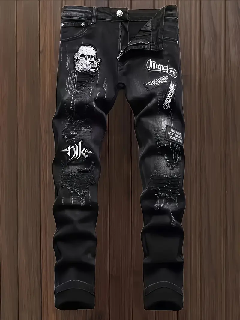 New Ripped Straight Leg Jeans for Men, Trendy Distressed Denim Jeans, Casual Fashion for All Seasons, Comfortable Fit