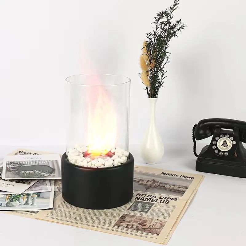 Table Fireplace with Protective Glass, 1 Count Warming Table Fireplace Heater for Indoor and Outdoor Use, Table Decoration and Heating, Balcony Decoration, Summer for Gift, Portable Heater, Warmer Heater, Portable Heated