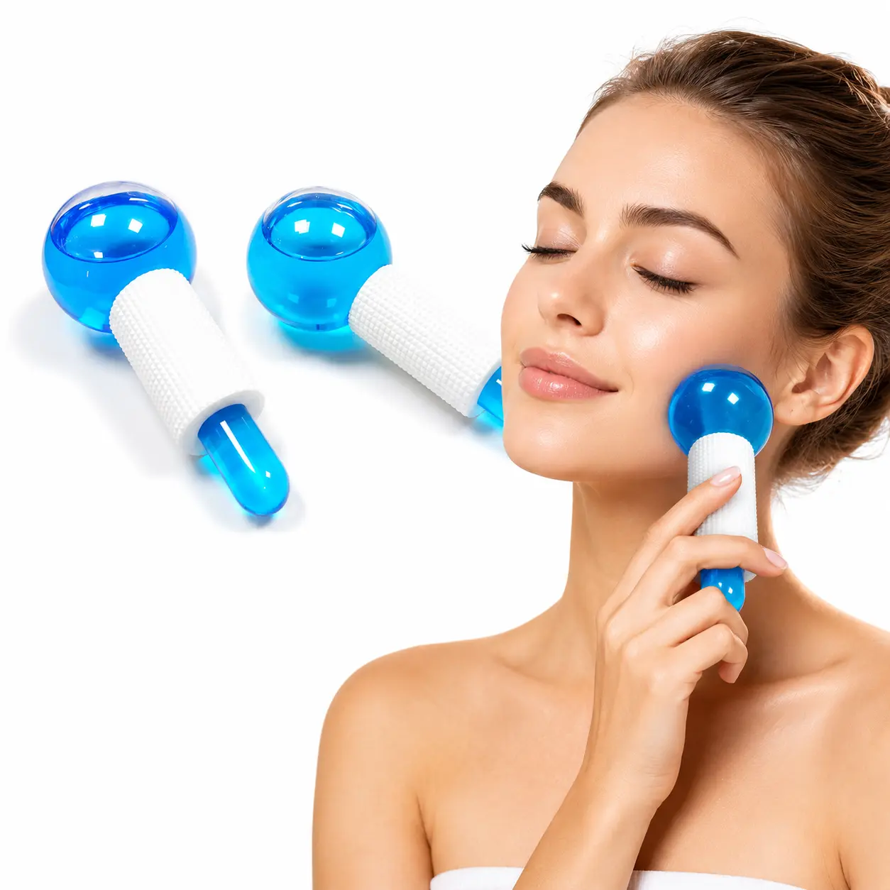 2-Pack Facial Ice Globes for Skincare – Reusable Cryotherapy Cooling Massage Tools – Helps Reduce Puffiness, Soothe Skin & Refresh Complexion – Beauty Spa Facial Care