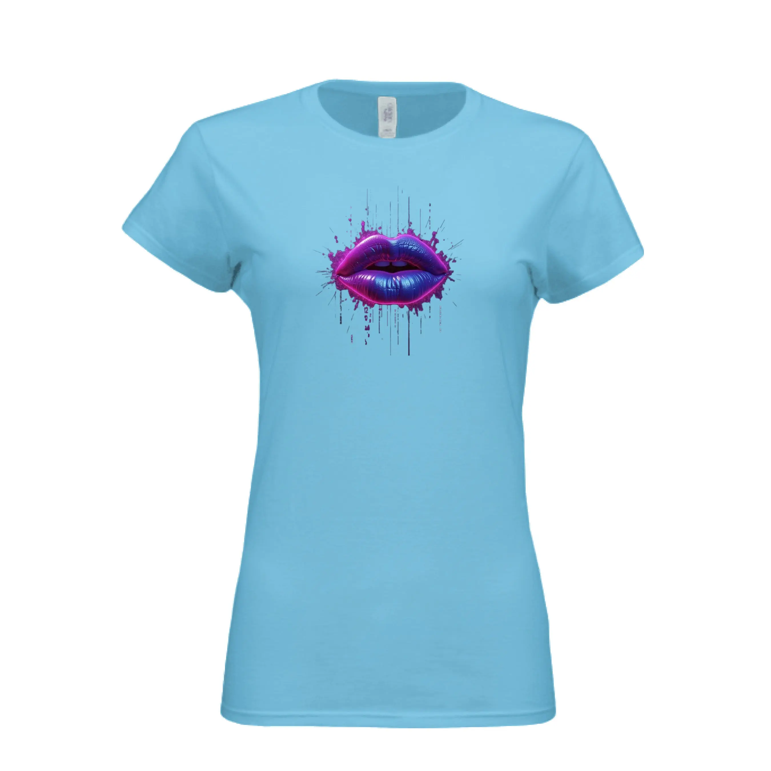 Electric Lips Gildan G640L Ladies' Softstyle 4.5 oz Fitted T-Shirt Electric Lips Design 100% Preshrunk Cotton Junior Fit Short Cap Sleeves