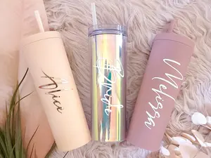 Personalized Tumbler with Lid and Straw - Bridesmaid Gifts - Bridal Shower Favors - Custom Gift for her