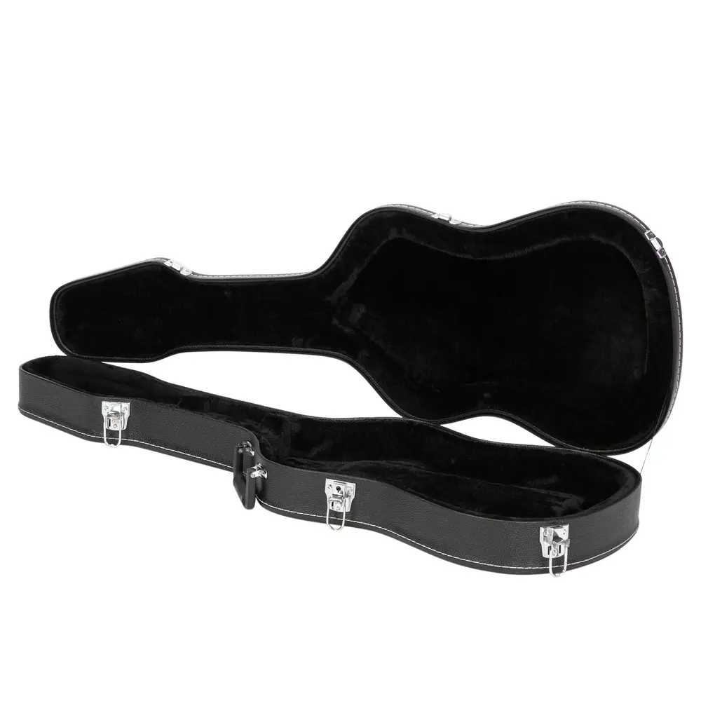 Durable Hard-Shell Electric Guitar Case - Lockable Latch, Wood-PVC Construction, Flat Surface, Black, Compatible with GST and GTL Electric Guitar Models