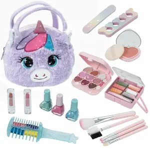 [Non Toxic Washable] GoFun Kids Makeup Set for Girl, 17 Pcs Washable Real Cosmetics Non Toxic, Toddler Makeup Kit, Princess Dress Up, Christmas Birthday Gift for 3-12 Year Old Girls, Makeup Toys