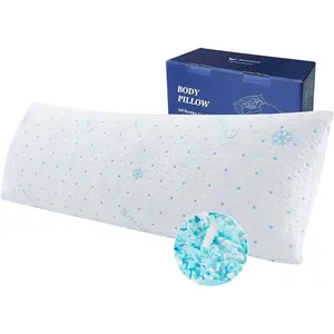 Cooling  Pillow with Pillowcase, Adjustable Shredded Memory   Long Full Bed  Pillows for Adults Side Sleeper - with Washable Soft Cooling Double-Sided Cover, 20x54 inch