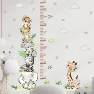 Cartoon Animal Height Stickers Set of 2, Kids Room Decoration, Measuring Wall Stickers for Kindergarten, Fun and Educational