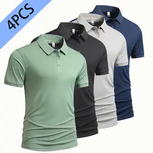 4-pack polo shirts: premium fabric, refined collar, multi-color luxury styles—elevates daily/commute looks