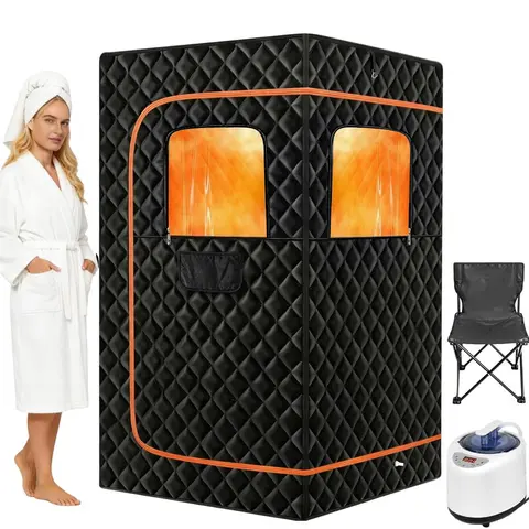 Upgraded Portable Sauna for Home，Relaxation, Steam Sauna for Home with Steamer, Remote Control, Folding Chair