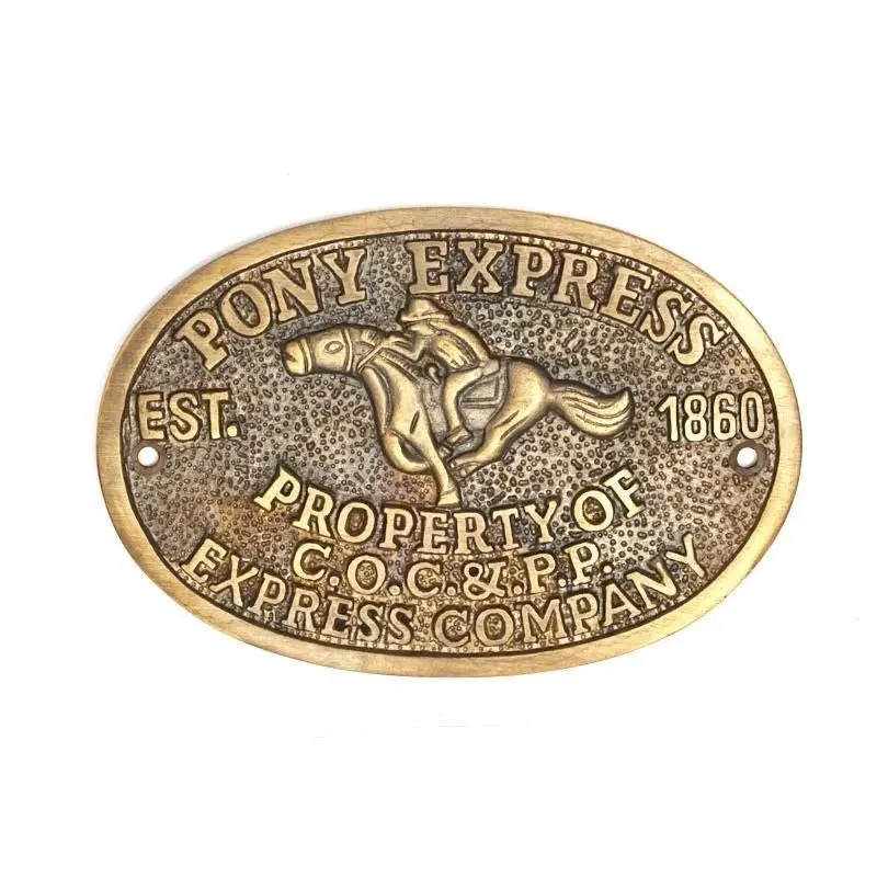 Pony Express Old West Sold Brass Plaque