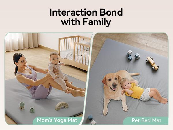 BIOBY Baby Vegan Leather Play Mat, 50"x 50", For Floor Mat Playpen Mat, Thickened High-Density Foam Playmats for Babies and Toddlers - Extra Soft and Resilient, Easy to Wipe Clean, Grey