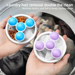 3pcs Washer Hair Filter Set, Floating Dehairing Tool No Power Needed, Commercial Cleaning Mesh Bag, Durable Material Easy Use