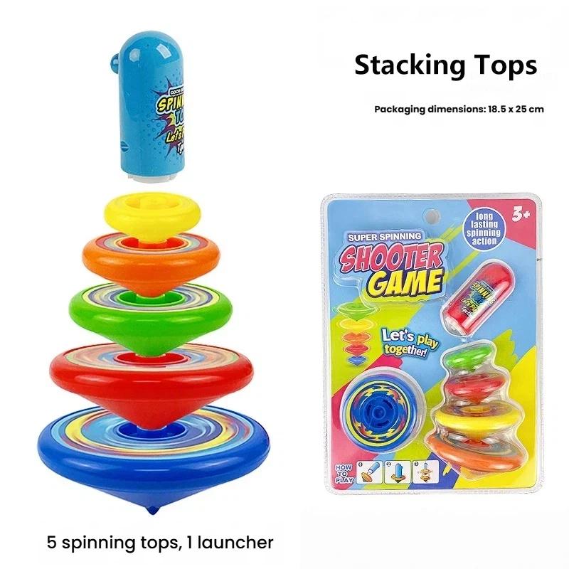 Colorful Stacking Gyro Toy, 5-Layer Rotating Battle Top, Interactive Stackable Spinning Top Game for Competitive Play