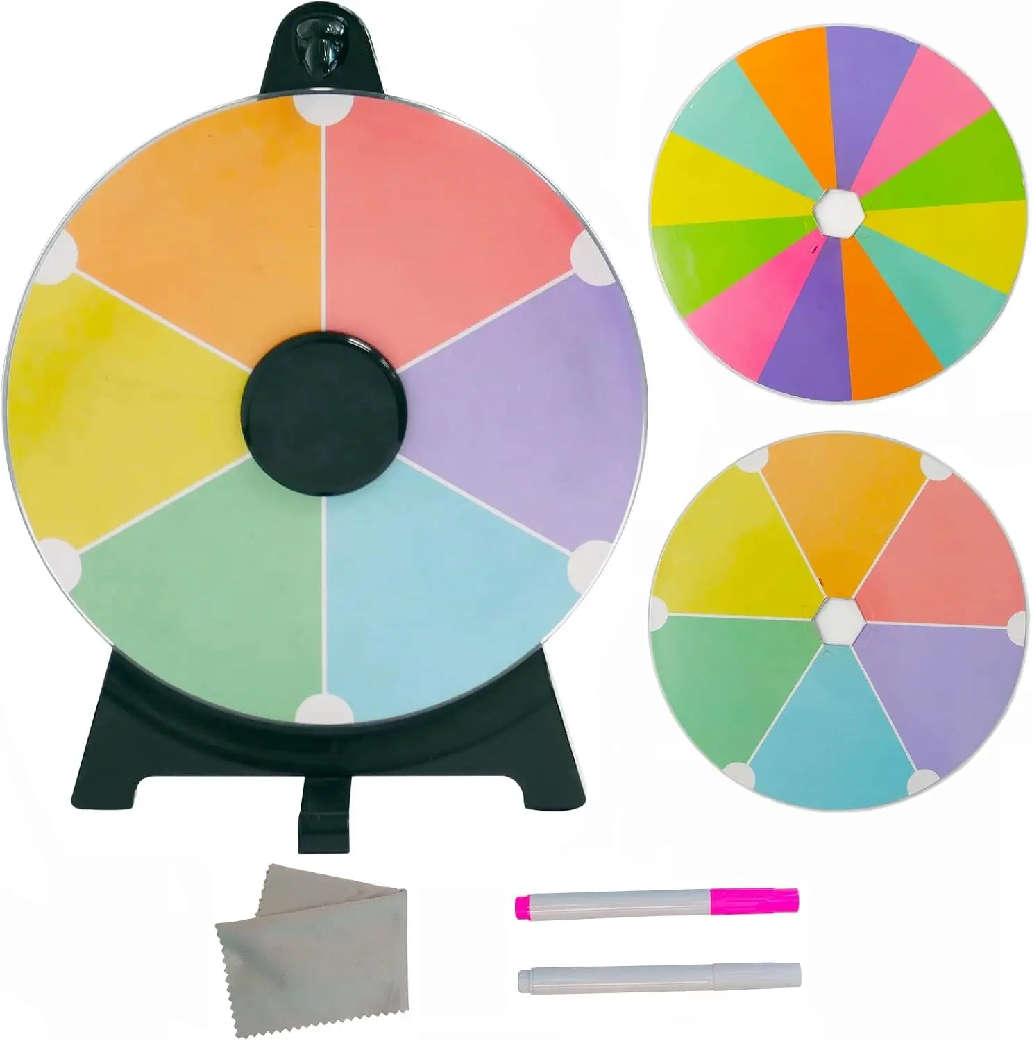 12 Inch Double Tabletop Spinning Prize Wheel, Spin Wheel for Prizes with Stand Base, Dry Erase Spinner for Classroom Trade Show Carnival Party Fortune Game