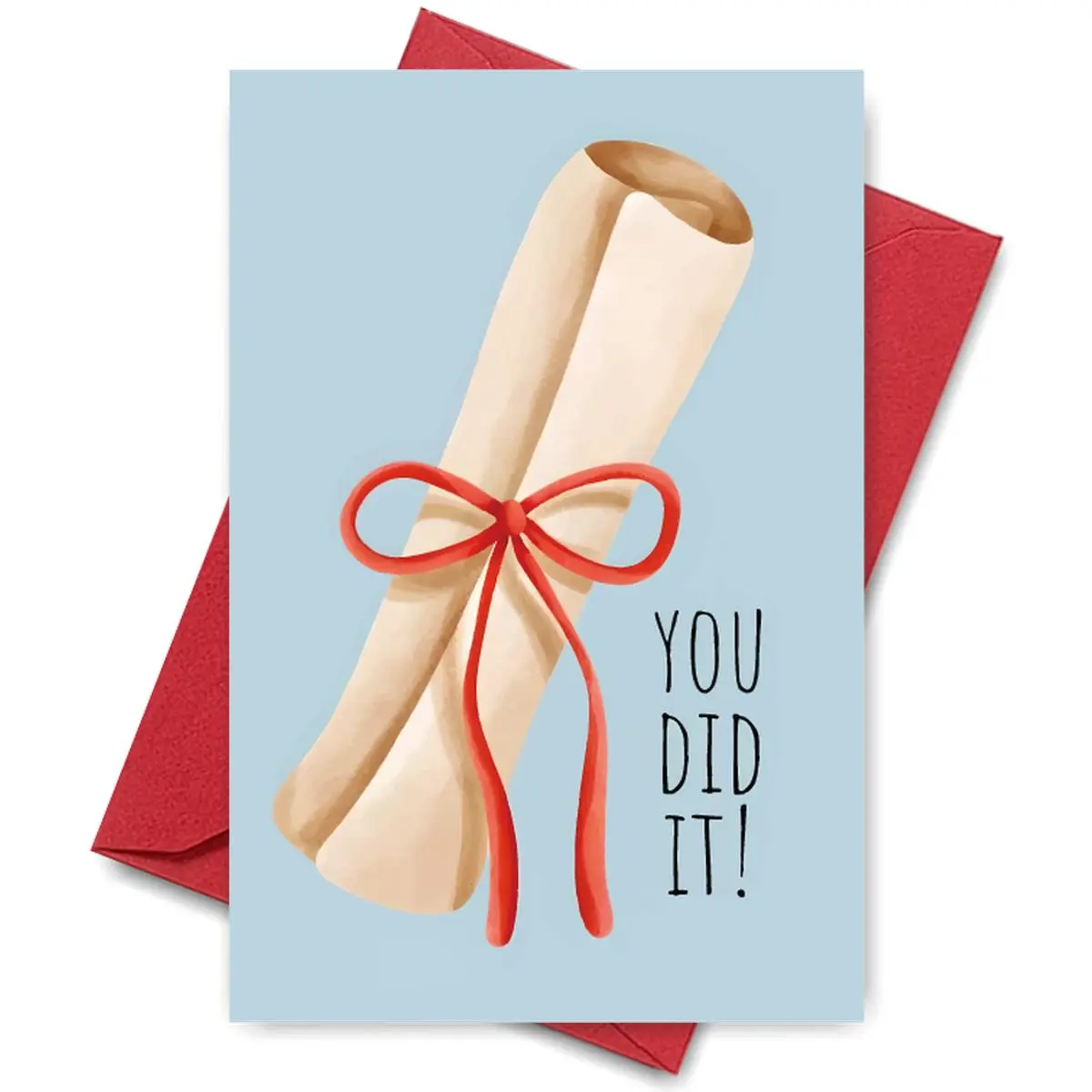 Cherished Graduation Congrats Card - Perfect Gift for Graduates, Unique 'You Did It' Message with Scroll Design, Ideal for Graduation Celebrations & Gifts