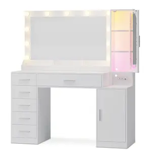 Makeup Vanity with Large 31.5 Inches Mirror and Lights White