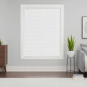 VEVOR Mini Blinds, 43.3 Wx 48 H, 1 Slat Size, Cordless Horizontal Light Filtering No-Drill Mini Blind for Indoor Windows, Easy to Clean and Adjustable, for Home Decor, Room Darkening, White