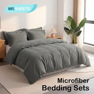 NTBAY 2-3 Piece Solid Color Duvet Cover Set, Zippered Microfiber Bedding with Corner Ties, Clean & Easy Care