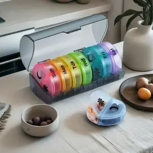 Weekly Pill Organizer Box,7 Day Large Capacity Daily Pillboxes,Pill Case for Medicine Vitamins Supplements Healthcare Aid Portable Travel Storage Proteins Calcium Probiotics