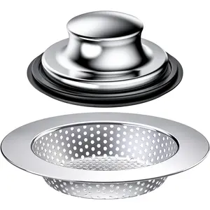 2PCS Kitchen Sink Stopper and Kitchen Sink Drain Strainer, Drain Catcher and Drain Cover for Kitchen Sink, Drainer for Standard 3-1/2 Inch Garbage Disposal Sink Drain