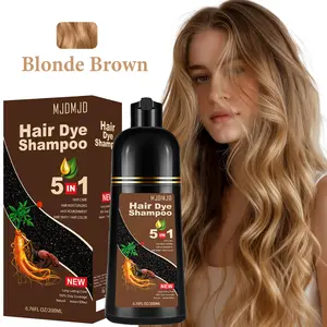5-in-1 Blonde Brown Hair Dye Shampoo for Women & Men, Natural Herbal Plant-Based Formula, Quick Gray Coverage in 10–15 Mins, Long-Lasting 3–4 Weeks, Ammonia-Free, Shampoo Para Canas / Shampoo Para Pintar El Cabello, 200ml
