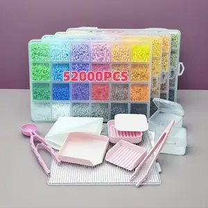 24/48/72/96 Color 2.6mm Plastic Fuse Beads Kit | 3D Pixel Puzzle DIY Craft Beads Set with Pegboard, Ironing Paper, Tweezers & Accessories Beading Making