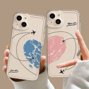 Aircraft Love Heart Couple Phone Case Stylish & Durable New Year Gift: Fashionable Phone Case for iPhone 11-17– Perfect Blend of Protection and Trend