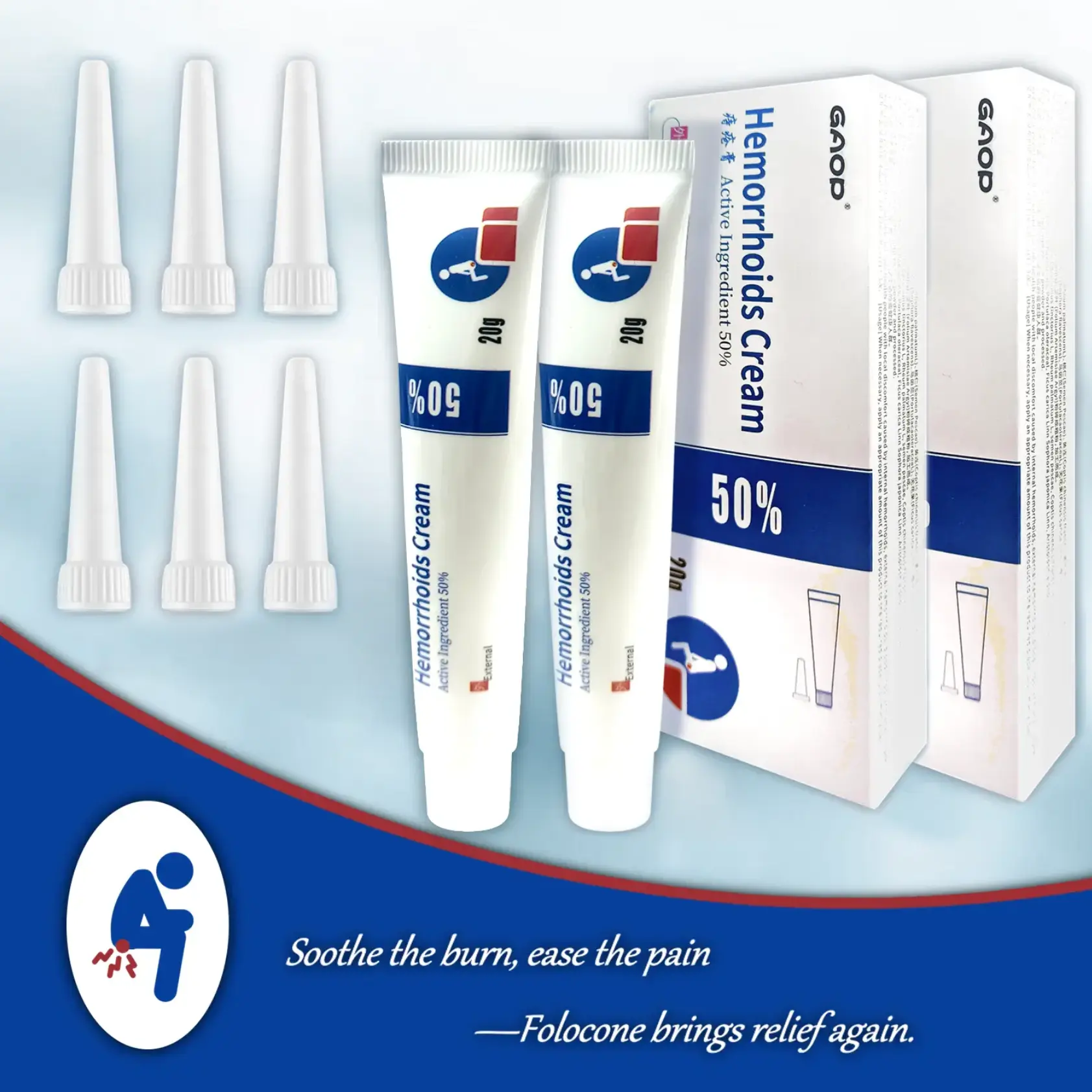 Professional Grade Hemorrhoid Pain Relief Cream - 20g, 50% Active Ingredient, Gentle Fast Symptomatic Treatment, Prop 65 Safe Wellness Home Supply Solution