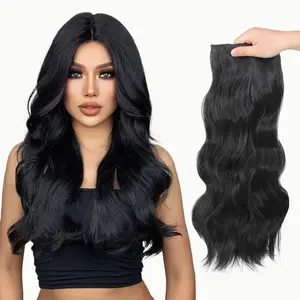 Vijigia Hair Extensions 24inch Synthetic Long Wave Curly Clip in Hair Extensions for Women 4 PCS Natural & Soft & Full Hair Extensions Clip ins Easy to Wear Hair Pieces for Women Blonde & Black Hair Extensions TikTokShopBlackFriday