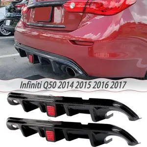 MUTUSAISI Rear diffuser with light for Infiniti Q50 2014-2017, Rear Bumper Lower Lip Splitter Exterior Accessories