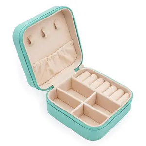 Mini Jewelry Travel Case, Gift Jewelry Box, PU Leather Organizer Box, Small Portable Jewellery Storage Holder for Women's Rings Earrings Necklaces Bracelets
