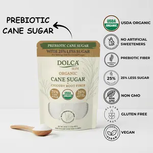 Dolca Organic Slim Prebiotic Cane Sugar 25% Less Sugar USDA Organic 1:1 Ratio with Fiber for Digestive Support 24 oz