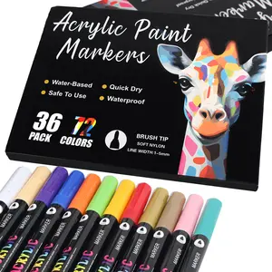 Dual Tip Acrylic Paint Markers Set - 36 Pack 72 Colors  Quick Dry Waterproof Non-Toxic Art Markers for Drawing, Coloring, DIY Crafts on Rock, Wood, Canvas & More
