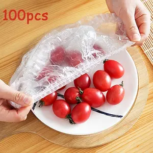 100pcs/200pcs/300pcs  Disposable Food Cover Plastic Wrap Elastic Food Lids For Fruit Bowls Cups Caps Storage Kitchen Fresh Keeping Saver Bag