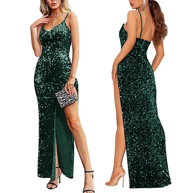 Women's Tall Elegant Sequin Sparkling Formal Dress, Sexy Party Dress Long Gown, Perfect for 2024 Graduation Parties, Weddings, Prom, Summer Party Dresses, Available in Purple, Black, Blue, Green, Gray evening dress