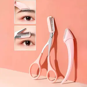 2pcs Stainless Steel Eyebrow Trimming Scissors with Comb, Anti-Scratch Hair Removal Tool, Beginner'S Eyebrow Trimming Kit