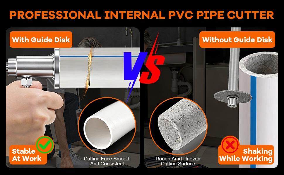 Inside Pipe Cutter for PVC Pipe Cutter,with 4 Diamond Grit Cutting Wheel And Handle,7 Inch Adjustable Cutting Depth,Fit for 1-1/2 Inch to 8 Inch Pipe,1/4in Hex Shank Fit for Impact Drivers And Drills Set