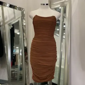 Cleo Mesh Ruched Tube Dress Womenswear Brown Strapless Bodycon Dress for Women Elegant Fit