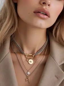 Women's Alloy Chain Necklace, Eye-Catching Starburst Design, Multi-Layered Layering Style, Necklace Layering Clasp, Perfect Gift for Teachers & Daily Wear