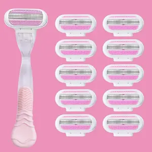 Women Safety Razor, Three-Blade Design, Ideal for Body Hair Removal & Thigh Trimming, Portable Shaving, Replaceable Blades, Hair Removal Product