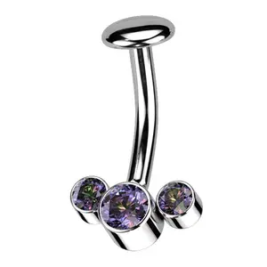 Triple Black Aurora CZ Titanium Threadless Floating Belly Button Ring