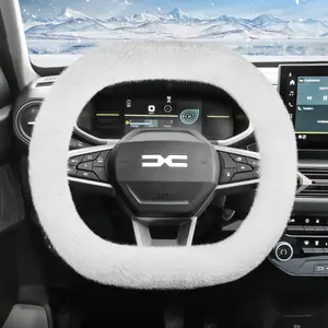 For Dacia Plush Steering Wheel Cover Soft Warm Fall Winter Anti-slip Fine Texture Easy to Install For Sandero/Sandero Stepway/Duster/Jogger/Bigster/Spring/Spring Electric/Spring Cargo/Logan Black Mocha Brown Orange Blue Beige Red Pink White Purple