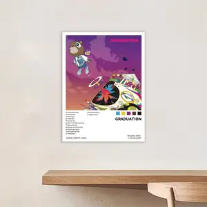 Graduation - Music album cover, retro canvas poster, classic hip-hop rap art print, suitable for bedroom, office, living room, cafe, or dorm decoration; perfect for dorm birthday/Christmas/New Year's gifts; frameless.