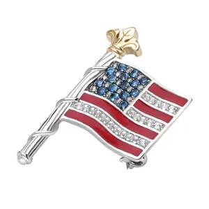 Ariva Sterling Silver Gemstone Flag Pin