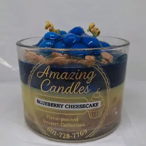 Amazing Candles Blueberry Cheesecake Hand-poured Dessert Collection Candle