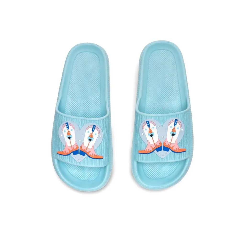 Pool Boot Heart Slides | Flat Slipper with Non-Slip Sole For Pool & Beach Wear Soft Lightweight Casual Summer Footwear Indoor & Outdoor Shoes For Women