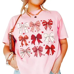 Comfort Colors® Valentines Day Shirts, Valentine Coquette Bow Shirts, Valentine Gift for Her, Trendy Valentines T shirts, Cute Bow Shirts UNC