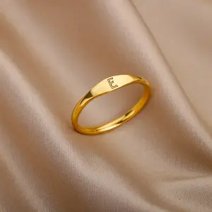Exclusive letter customized ring, stainless steel gold-plated, minimalist style, as a commemorative gift for girlfriends, girlfriends, bridesmaids