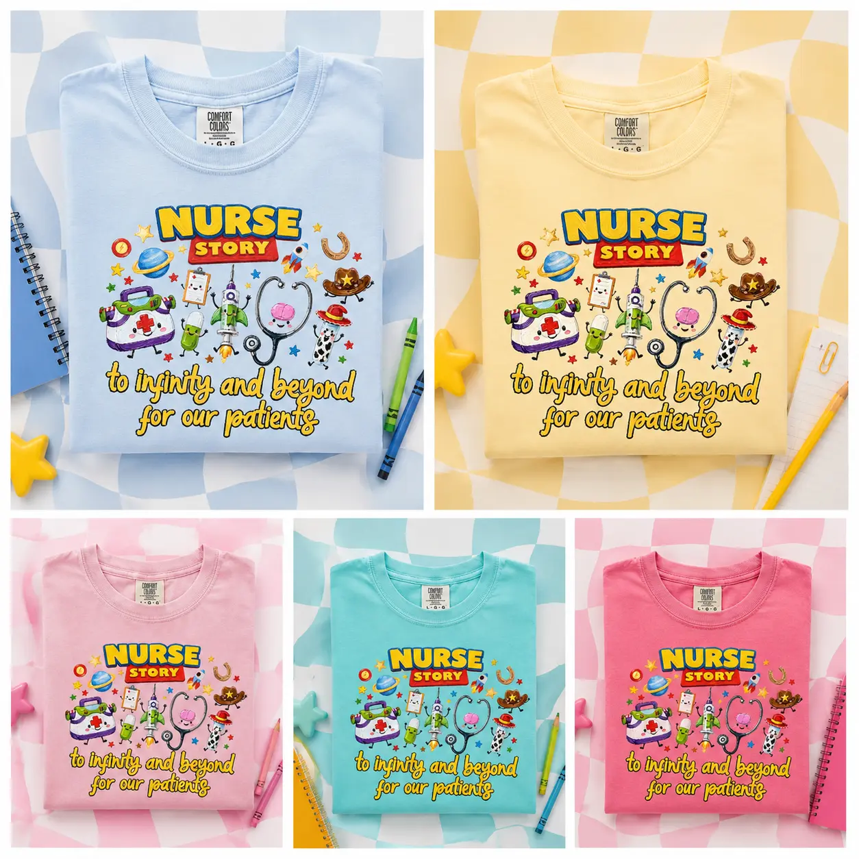 Comfort Colors Back To School Nurse Story Shirt, Pediatric Nurse Tee, Funny Nurse Shirt, To Infinity And Beyond Nurse Gift, Cute Medical Shirt