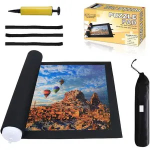Jigsaw Puzzle Mat Roll Up - 2000 1500 500 Pieces Saver Large Puzzles Board for Adults Kids, Storage and Transport Premium Pump Puzzle Glue Felt Mat Inflatable Tube Cover Keeper Pad Holder Organizer