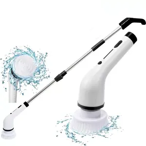 Cordless Electric Spin Scrubber, IPX7 Waterproof Cleaning Brush Set with 9 Heads, Adjustable Speed & Extendable Handle for Bathroom Kitchen Shower, Long Battery Life Cleaning Tools