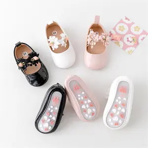 Baby Girl Premium Pu Flats Infant Flower First Walker Crib Shoes For Party, Festival, Baby Shower Comfortable Elastic Embroidered Soft Cushioned Sandals